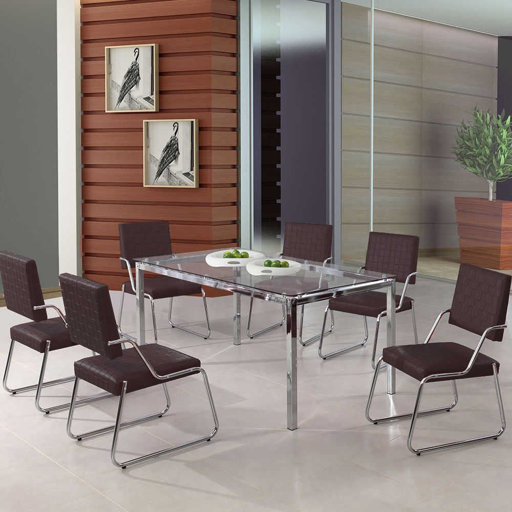 Mesa 6 Lugares P Rola 1 60m 6 Cadeiras 818 Marron Textura A505 Mesa 6 Lugares P Rola 1 60m 6 Cadeiras 818 Marron Textura A505