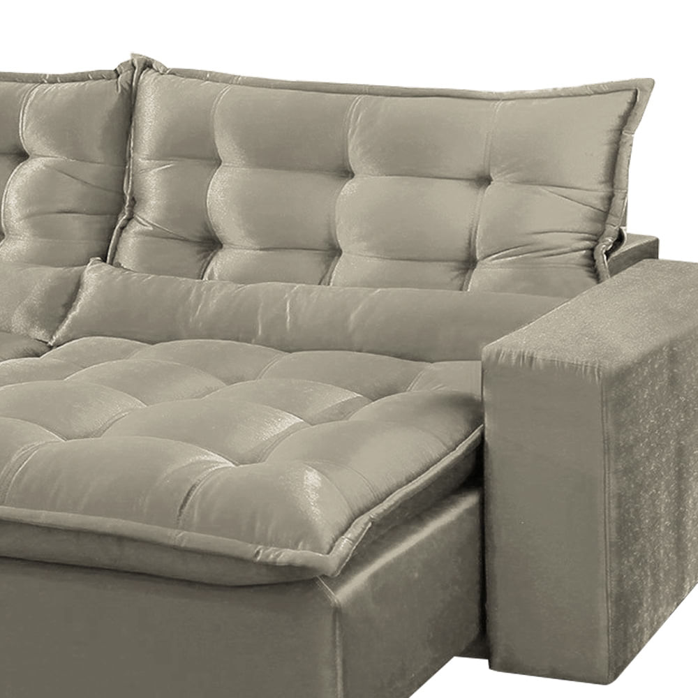 Sofá São Paulo Retrátil e Reclinável Cinza Claro Luxo 210cm catalogo da Sono show