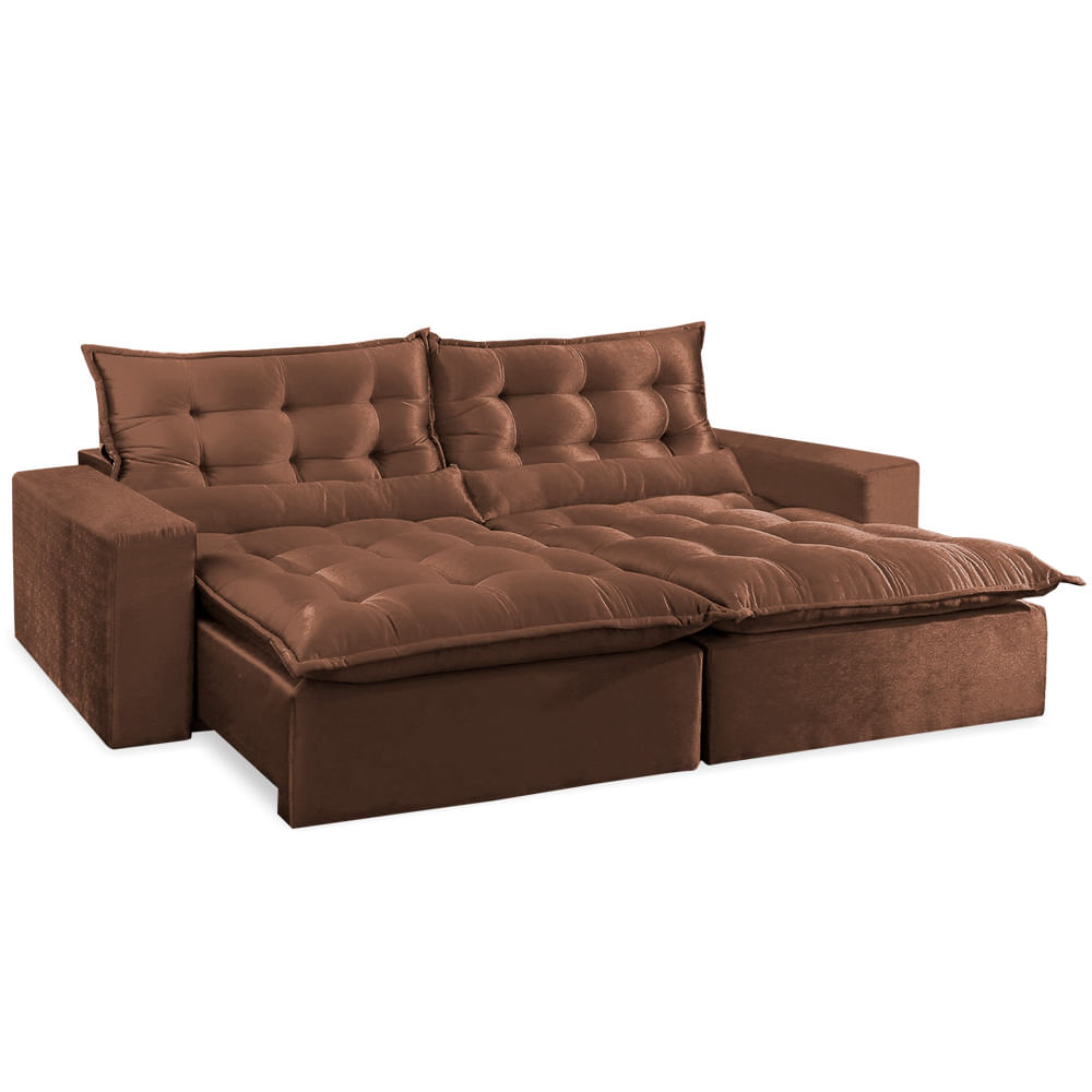 Sofá São Paulo Retrátil e Reclinável Caramelo Luxo 250cm catalogo da Sono show