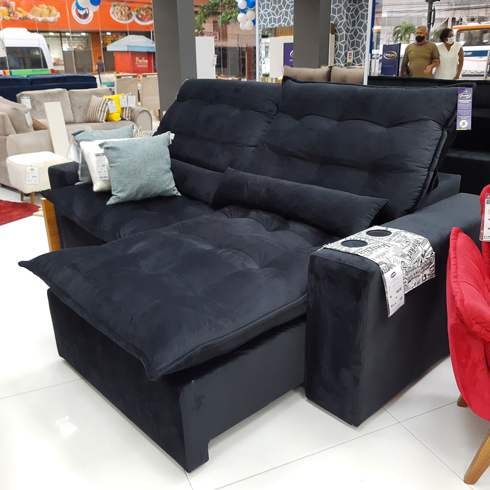 Sofá São Paulo Retrátil e Reclinável Jolie Preto 210cm catalogo da Sono show