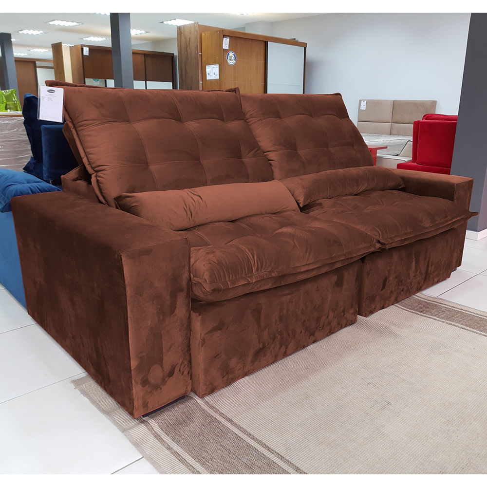 Sofá São Paulo Retrátil e Reclinável Caramelo Luxo 250cm catalogo da Sono show