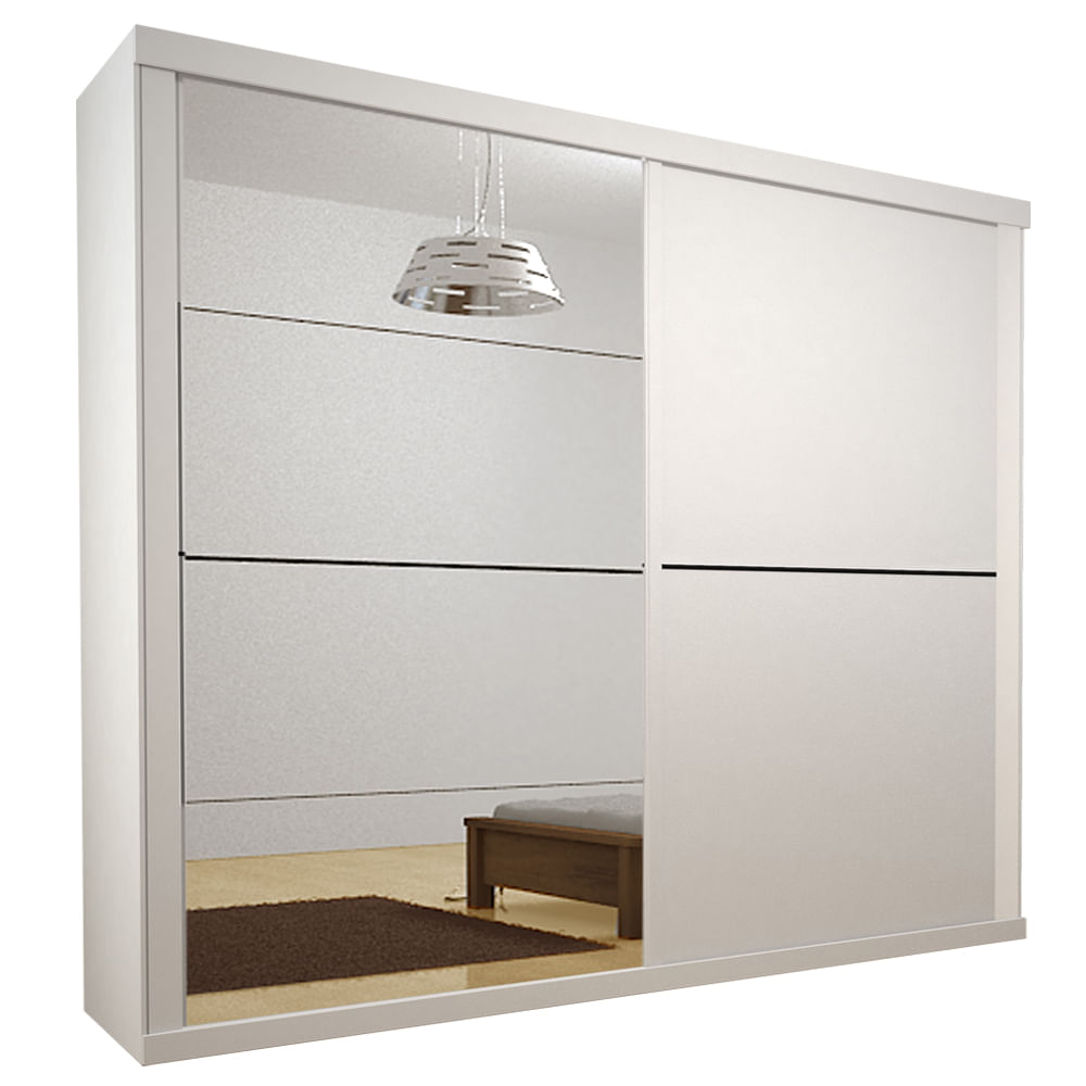 guarda roupa top new com espelho 2 portas 100 mdf branco