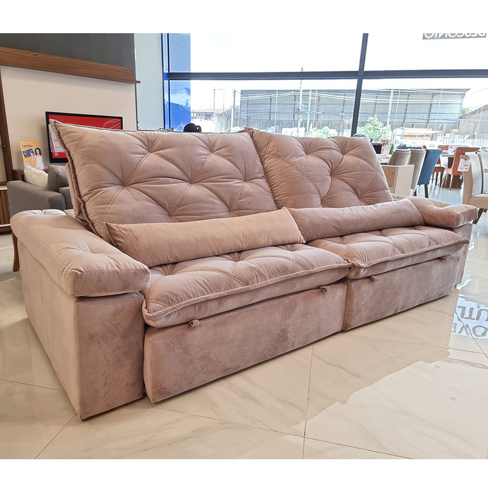 Sofá Hamburgo com Molas Ensacadas Retrátil e Reclinável Rosê