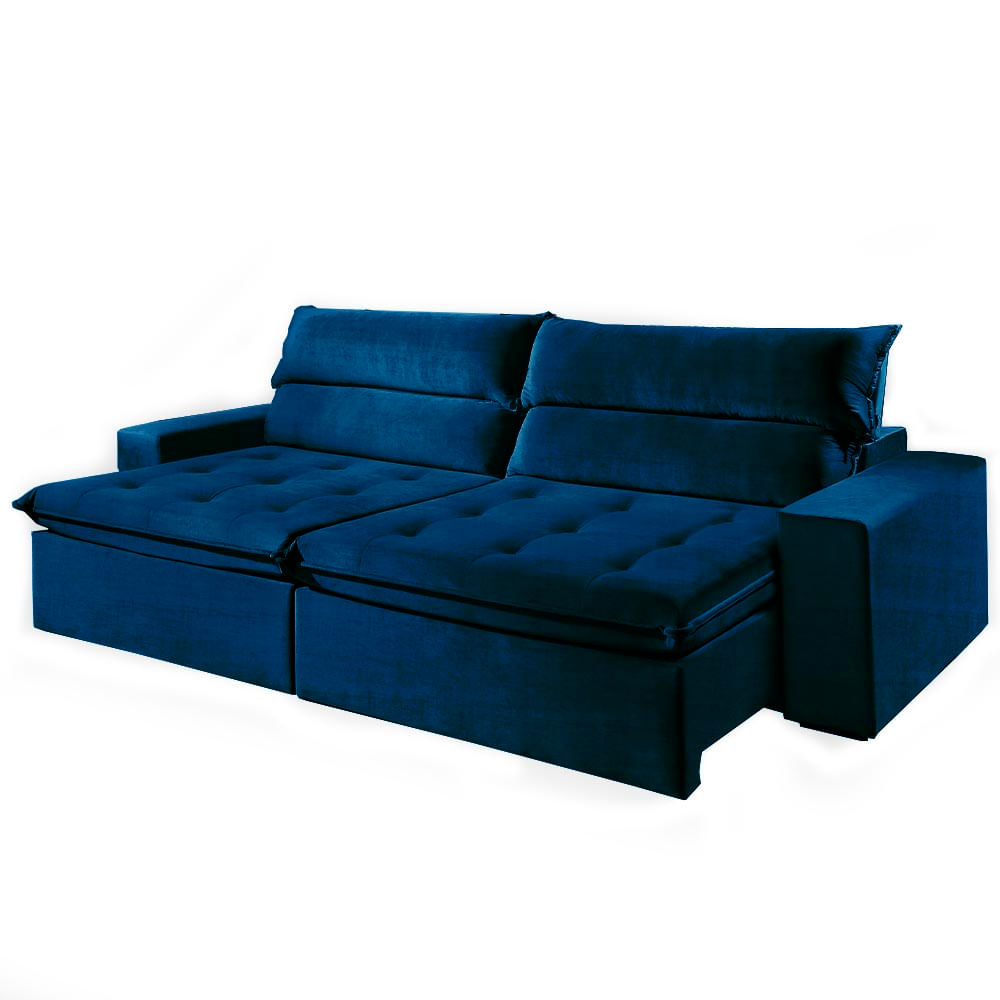 Sofá Oceano com Molas Ensacadas Retrátil e Reclinável Jolie Azul