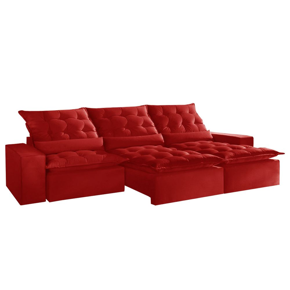 Sofá São Paulo Retrátil e Reclinável Jolie Vermelho 320 cm